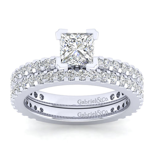 Logan - 14K White Gold Princess Cut Diamond Engagement Ring - 0.36 ct - Shot 4