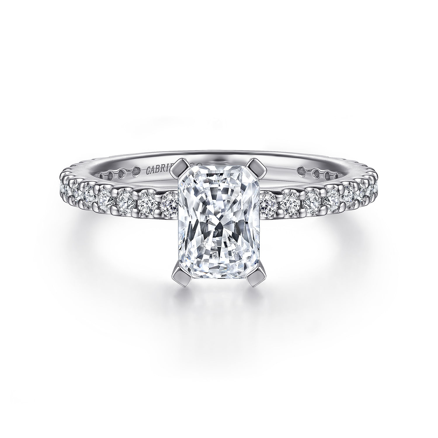 Logan - 14K White Gold Rectangular Radiant Cut Diamond Engagement Ring