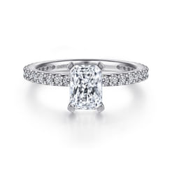 14K White Gold Rectangular Radiant Cut Diamond Engagement Ring