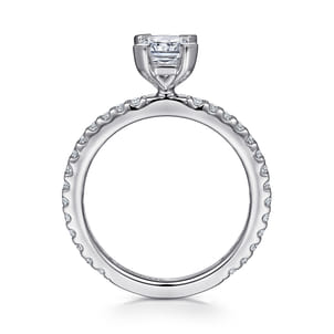 Logan - 14K White Gold Rectangular Radiant Cut Diamond Engagement Ring