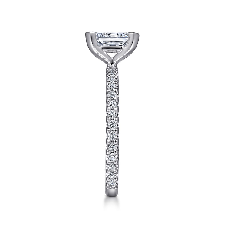 Logan - 14K White Gold Rectangular Radiant Cut Diamond Engagement Ring