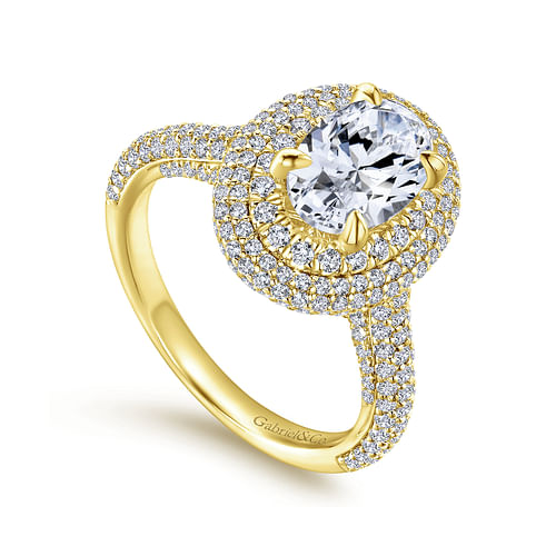 Lolita - 14K Yellow Gold Oval Double Halo Diamond Engagement Ring - 1.16 ct - Shot 3