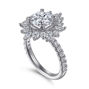 Lorelai - 14K White Gold Fancy Halo Round Diamond Engagement Ring