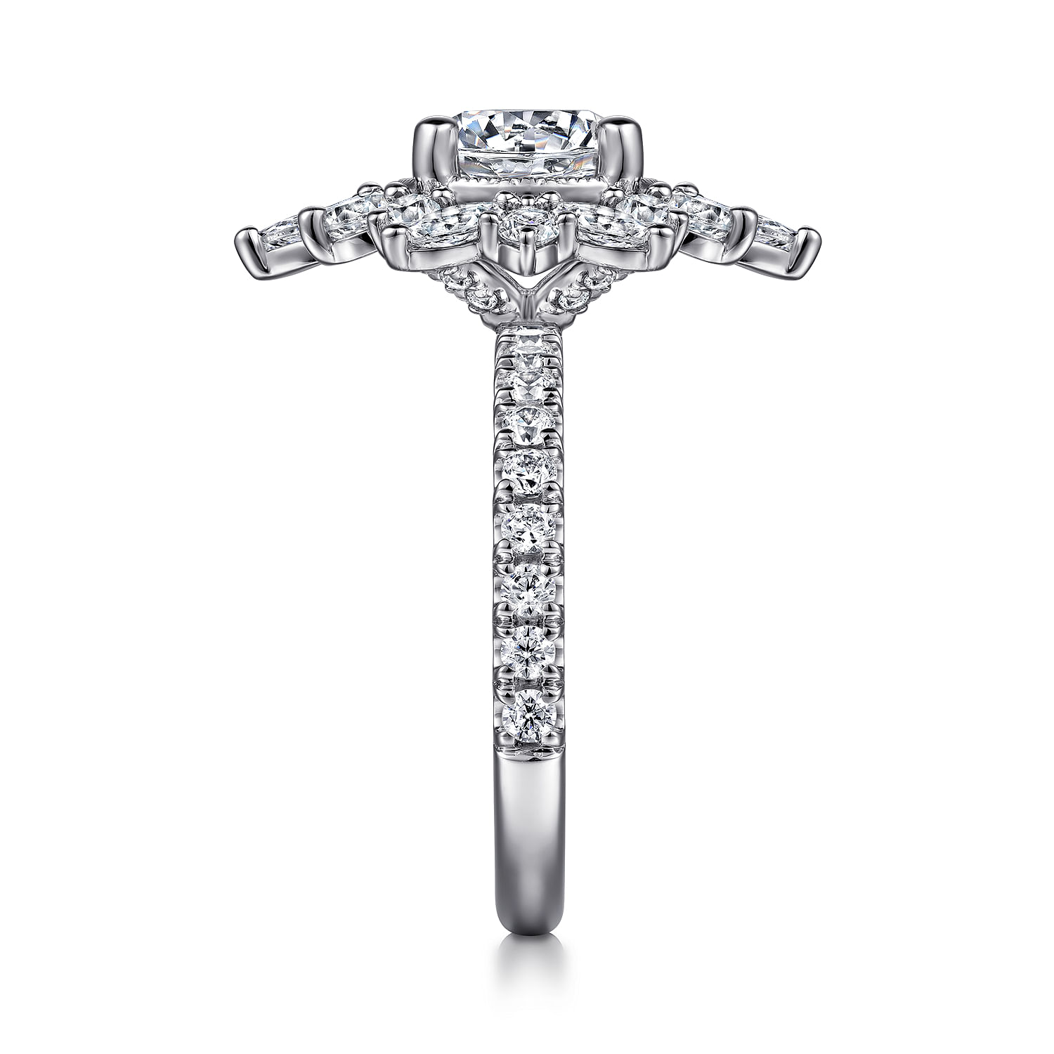 Lorelai - 14K White Gold Fancy Halo Round Diamond Engagement Ring