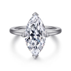 Lou - 14K White Gold Marquise Shape Solitaire Diamond Engagement Ring