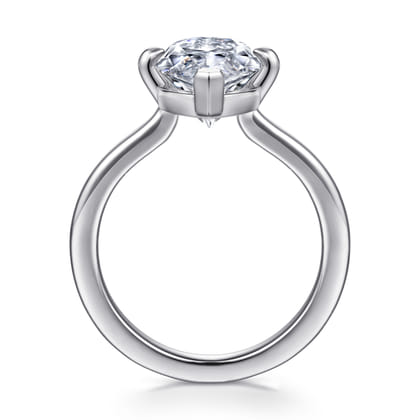 Lou - 14K White Gold Marquise Shape Solitaire Diamond Engagement Ring