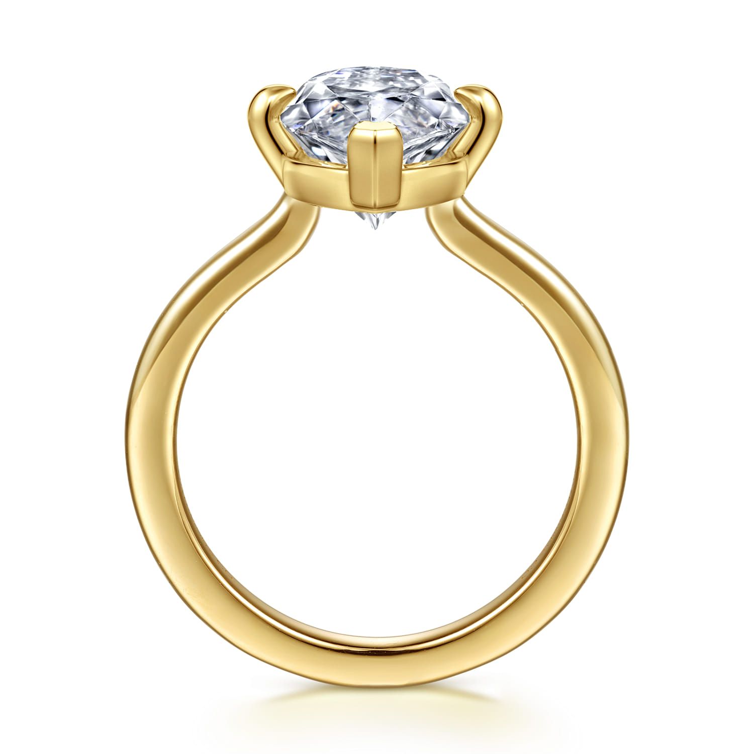 Lou - 14K White-Yellow Gold Marquise Shape Solitaire Diamond Engagement Ring