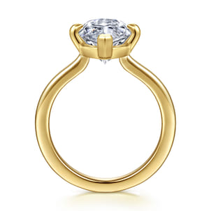 Lou - 14K White-Yellow Gold Marquise Shape Solitaire Diamond Engagement Ring