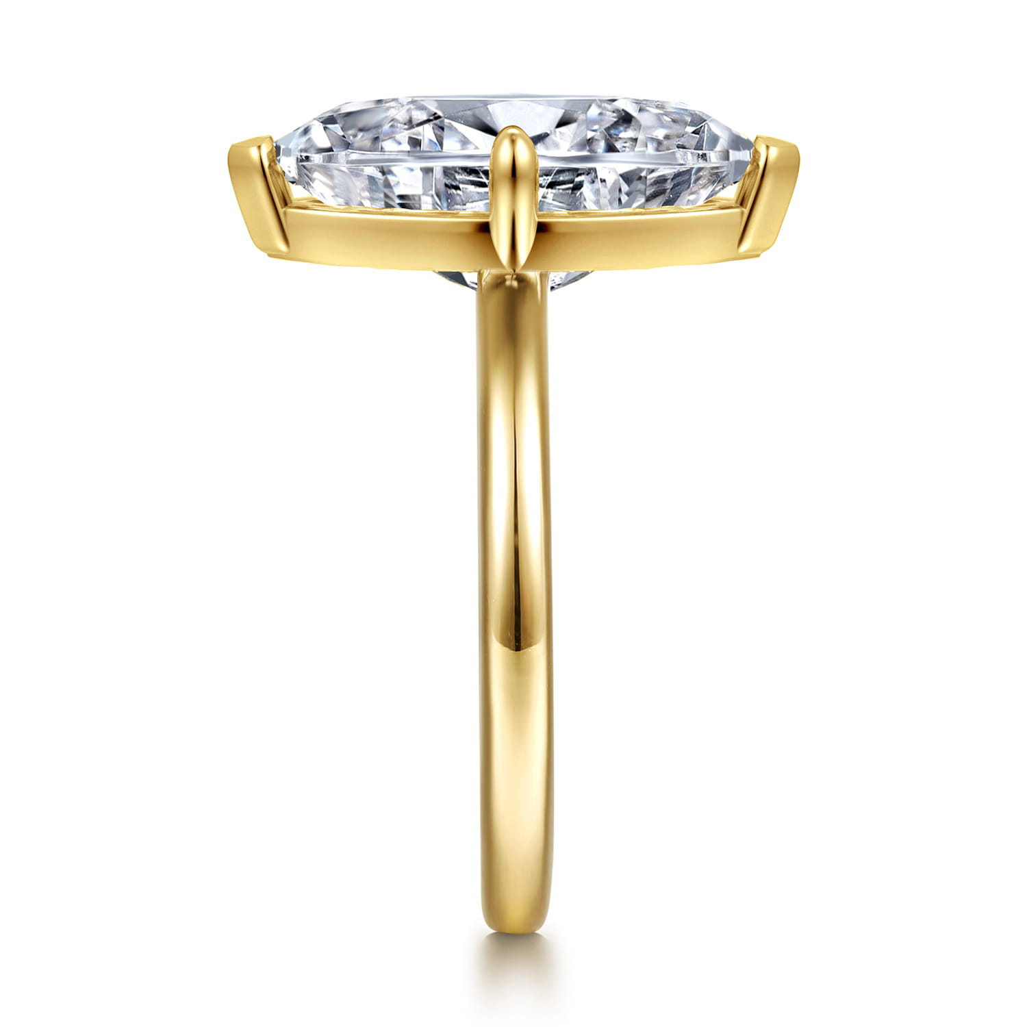 Lou - 14K White-Yellow Gold Marquise Shape Solitaire Diamond Engagement Ring