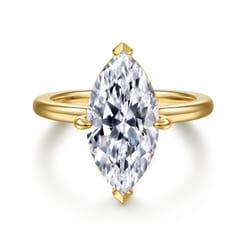 Lou - 14K Yellow Gold Marquise Shape Solitaire Diamond Engagement Ring