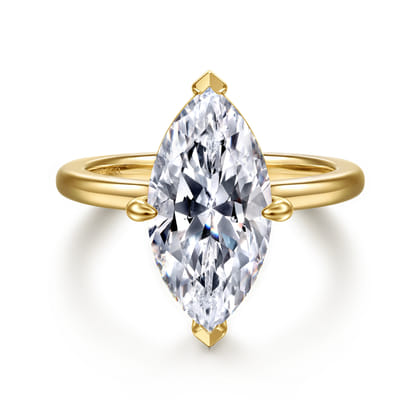 Lou - 14K Yellow Gold Marquise Shape Solitaire Diamond Engagement Ring