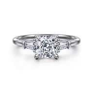 Louann - 14K White Gold Cushion Cut Three Stone Diamond Engagement Ring