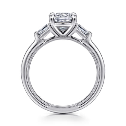 Louann - 14K White Gold Cushion Cut Three Stone Diamond Engagement Ring