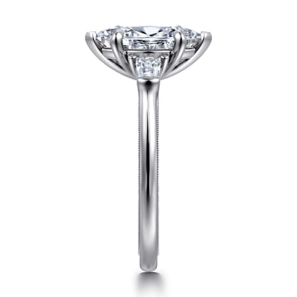 Louann - 14K White Gold Marquise Shape Three Stone Diamond Engagement Ring