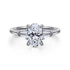 Louann - 14K White Gold Oval Three Stone Diamond Engagement Ring
