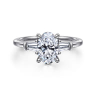 Louann - 14K White Gold Oval Three Stone Diamond Engagement Ring