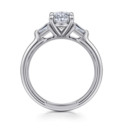 Louann - 14K White Gold Oval Three Stone Diamond Engagement Ring