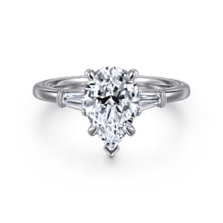 Louann - 14K White Gold Pear Shape Three Stone Diamond Engagement Ring