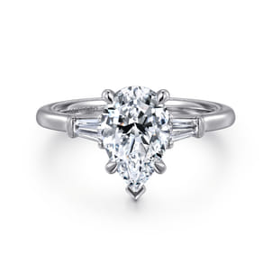 Louann - 14K White Gold Pear Shape Three Stone Diamond Engagement Ring