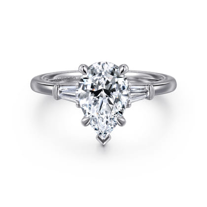 Louann - 14K White Gold Pear Shape Three Stone Diamond Engagement Ring