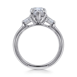 Louann - 14K White Gold Pear Shape Three Stone Diamond Engagement Ring
