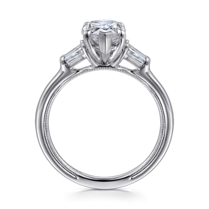 Louann - 14K White Gold Pear Shape Three Stone Diamond Engagement Ring