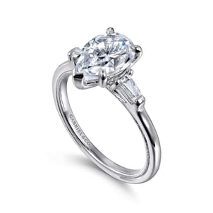 Louann - 14K White Gold Pear Shape Three Stone Diamond Engagement Ring