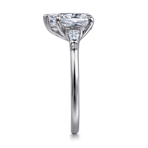 Louann - 14K White Gold Pear Shape Three Stone Diamond Engagement Ring