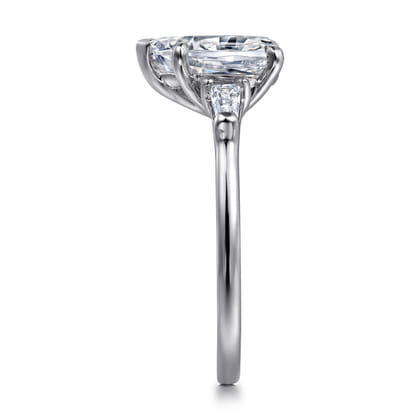 Louann - 14K White Gold Pear Shape Three Stone Diamond Engagement Ring