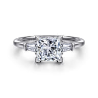 Louann - 14K White Gold Princess Cut Three Stone Diamond Engagement Ring