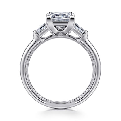 Louann - 14K White Gold Princess Cut Three Stone Diamond Engagement Ring