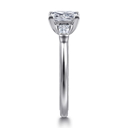 Louann - 14K White Gold Princess Cut Three Stone Diamond Engagement Ring