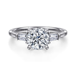 Louann - 14K White Gold Round Three Stone Diamond Engagement Ring