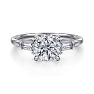Louann - 14K White Gold Round Three Stone Diamond Engagement Ring