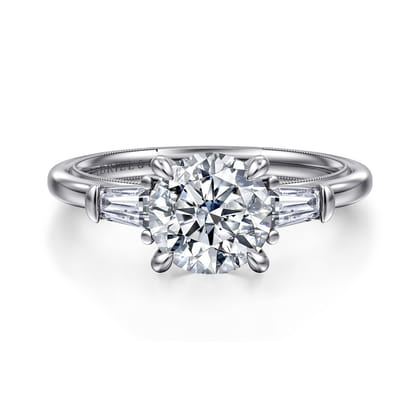 Louann - 14K White Gold Round Three Stone Diamond Engagement Ring