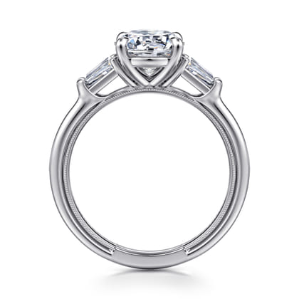 Louann - 14K White Gold Round Three Stone Diamond Engagement Ring
