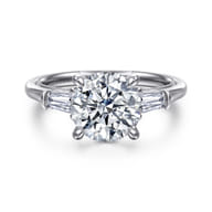 Louann - 14K White Gold Round Three Stone Diamond Engagement Ring