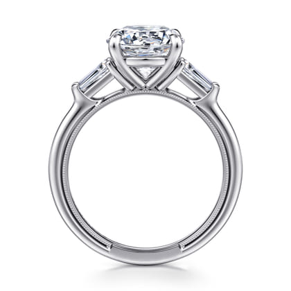 Louann - 14K White Gold Round Three Stone Diamond Engagement Ring