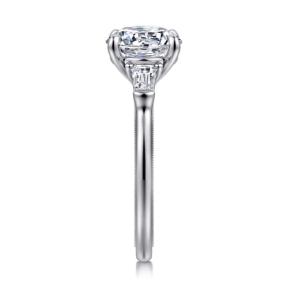 Louann - 14K White Gold Round Three Stone Diamond Engagement Ring