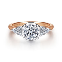 Louisa - Vintage Inspired 14K White-Rose Gold Round Diamond Engagement Ring