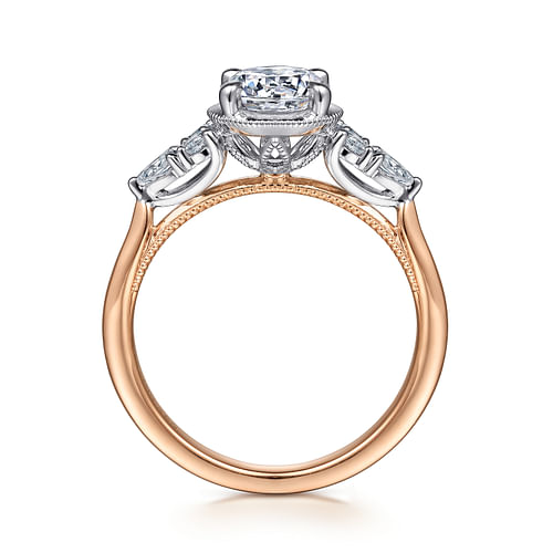 Louisa - Vintage Inspired 14K White-Rose Gold Round Diamond Engagement Ring - 0.32 ct - Shot 2