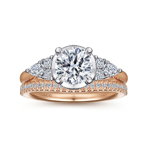 Louisa - Vintage Inspired 14K White-Rose Gold Round Diamond Engagement Ring - 0.32 ct - Shot 4