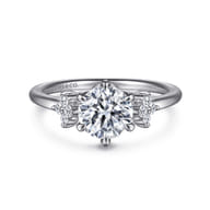 Louise - 14K White Gold Three Stone Cluster Round Diamond Engagement Ring