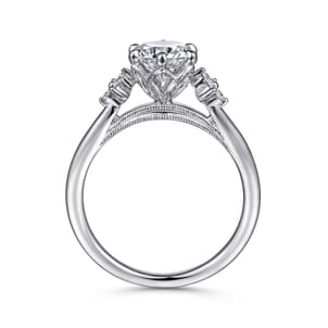 Louise - 14K White Gold Three Stone Cluster Round Diamond Engagement Ring