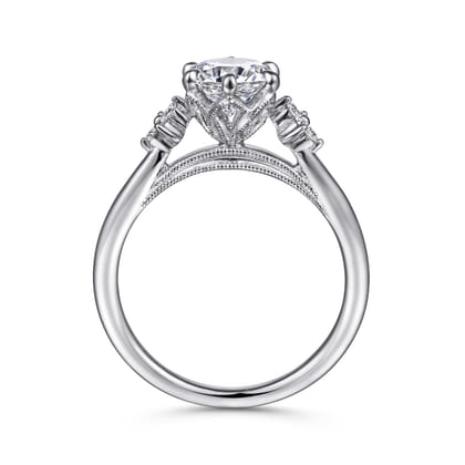 Louise - 14K White Gold Three Stone Cluster Round Diamond Engagement Ring