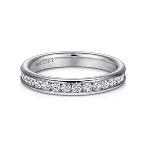 Louve - 14K White Gold Channel Set Diamond Wedding Band