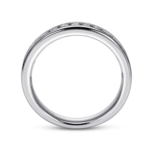 Louve - 14K White Gold Channel Set Diamond Wedding Band