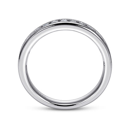 Louve - 14K White Gold Channel Set Diamond Wedding Band