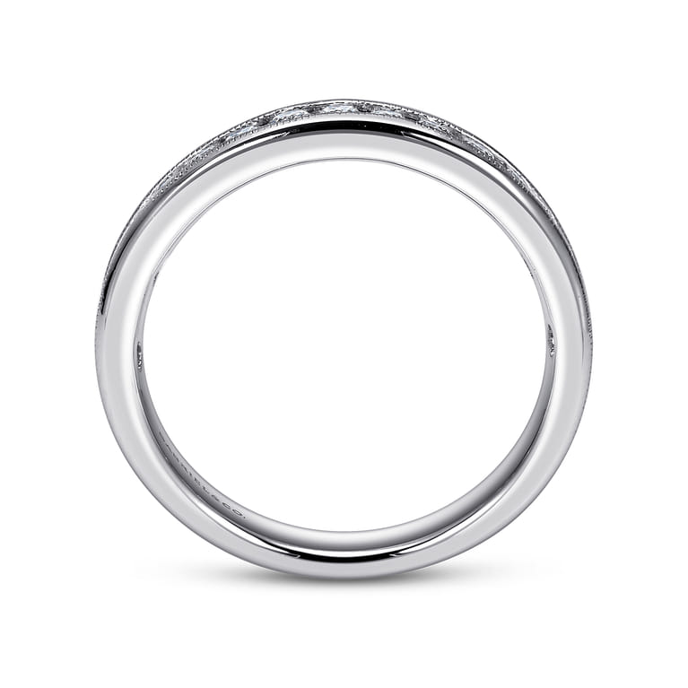 Straight Wedding Ring in 14k White Gold with Round Natural Diamond at Gabriel & Co. - Shot 2
