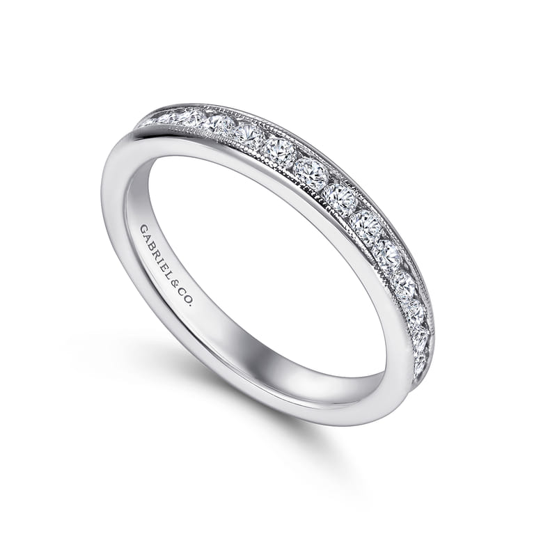 Straight Wedding Ring in 14k White Gold with Round Natural Diamond at Gabriel & Co. - Shot 3